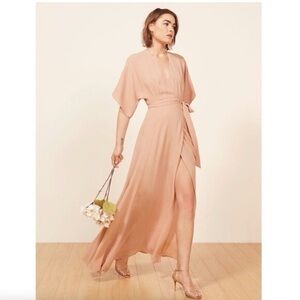 Reformation Winslow Wrap Maxi Dress in Blush